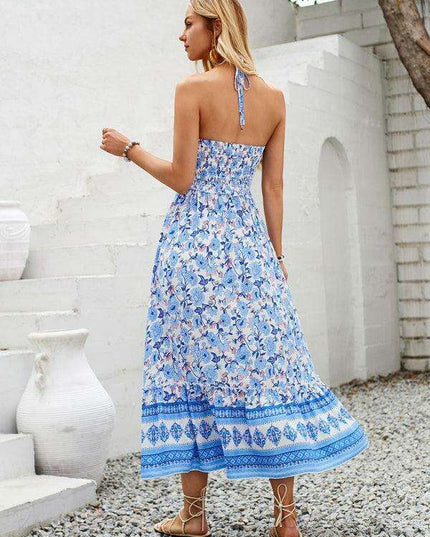 Bohemian Chic Halter Neck Maxi Dress for the Free-Spirited Fashionista