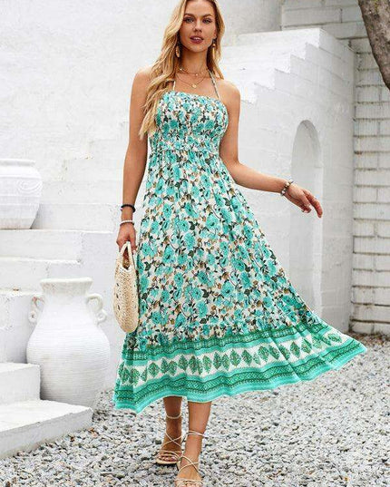 Bohemian Chic Halter Neck Maxi Dress for the Free-Spirited Fashionista