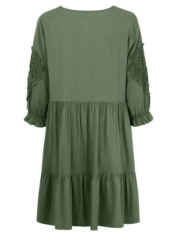 Effortlessly Elegant Viscose Dress with Unique Waist Detail - Casual Chic