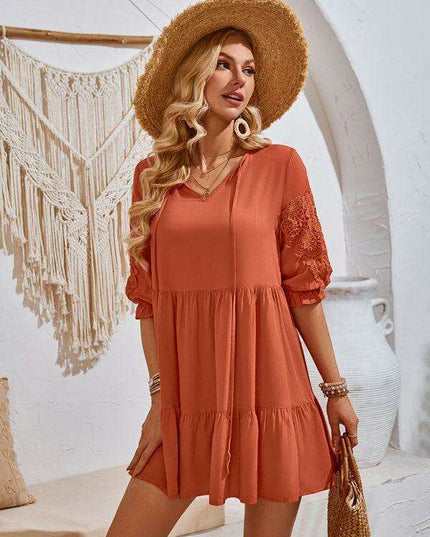 Effortlessly Elegant Viscose Dress with Unique Waist Detail - Casual Chic