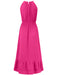 Elegant Solid Color Halter Neck Sleeveless Dress for Summer Holidays