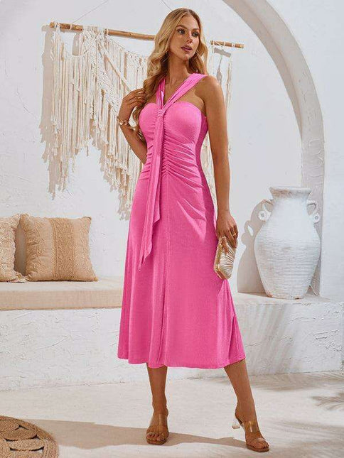 Chic Off-Shoulder Dress with Flowing Streamer Accents