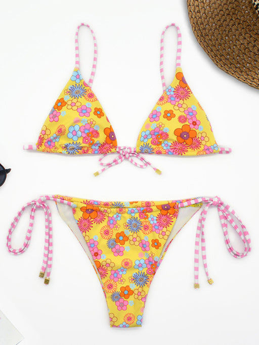 Fashionable Floral Print Backless Bikini for Stylish Holidays
