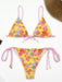 New fashionable holiday floral print strap triangle backless bikini