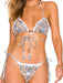 New bikini lace-up sexy backless webbing spliced lace split swimsuit