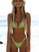Strappy Padded Push Up Bikini Set for Women - Solid Color Beachwear