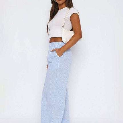 Chic Striped Wide-Leg Pants - Stylish Everyday Comfort