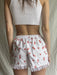 Lace Splicing Printed Thin Spring Summer Shorts for Casual and Home Wear