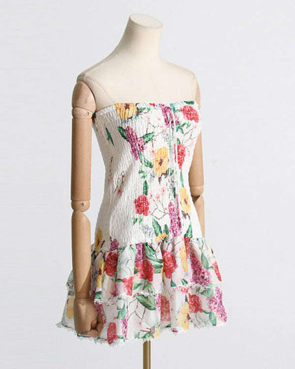 New fashionable and elegant printed halterneck design slim-fitting short dress