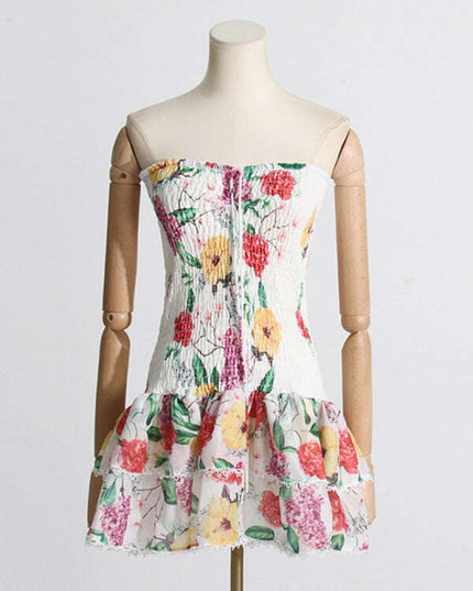 New fashionable and elegant printed halterneck design slim-fitting short dress