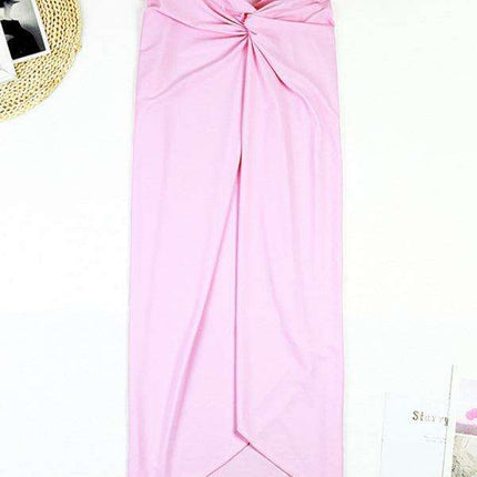 Coastal Chic Cut-Out Swimwear and Sarong Ensemble