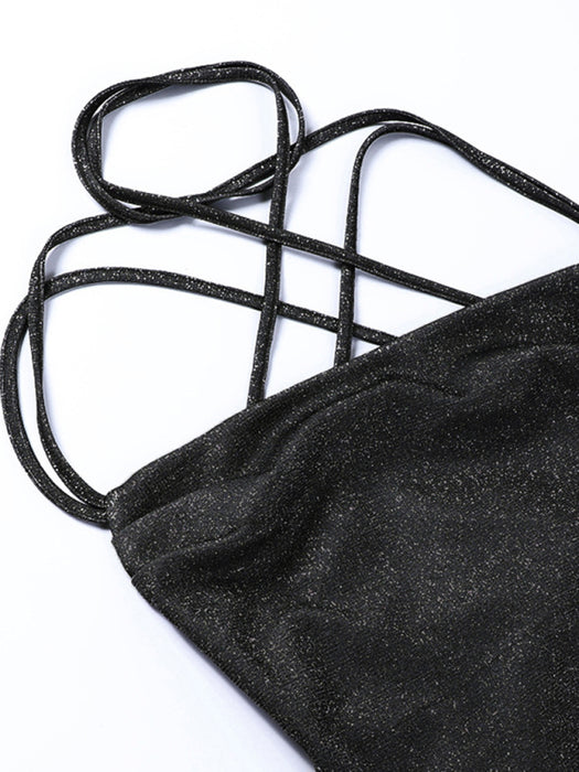 Knit Halter Suspender Dress with Flattering Hip-Covering Detail