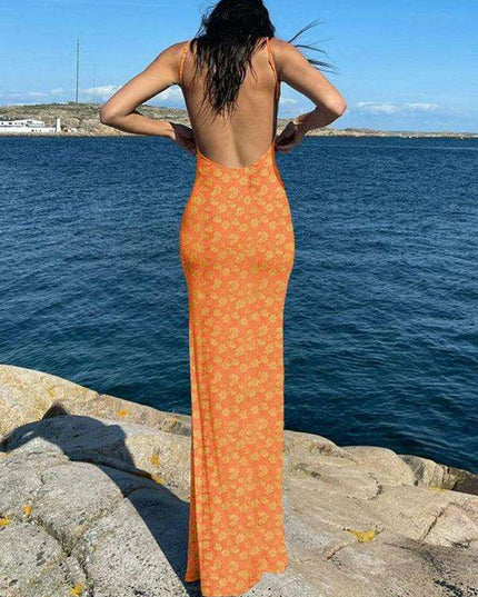 Backless Floral Suspender Dress - Chic Summer Delight