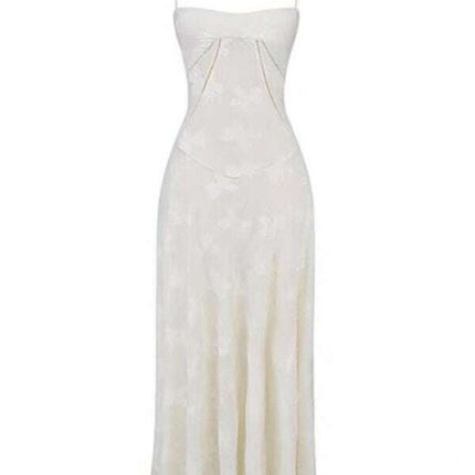 New sweet high-waisted flower-cut suspender dress