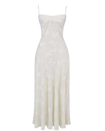 New sweet high-waisted flower-cut suspender dress