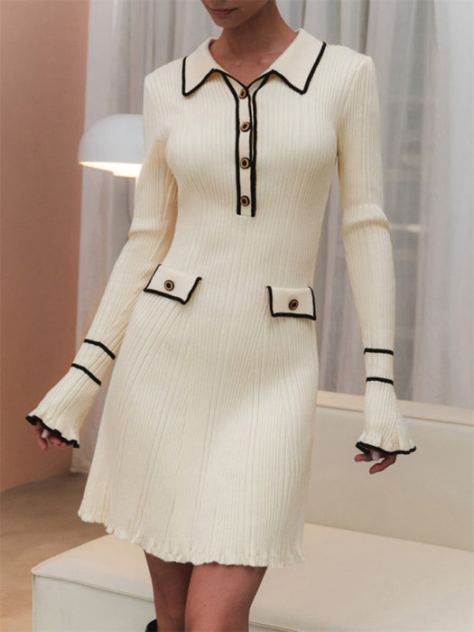 Elegant French Lapel Shift Dress with a Modern Twist