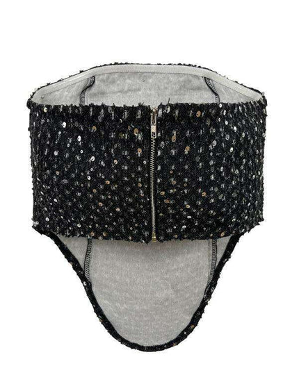 Sparkling Sequin Denim Bodycon Tube Top for Trendy Women