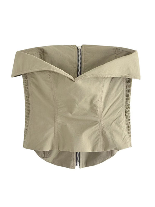 Chic Zipper Detail Tube Top for Effortlessly Stylish Summer Outfits