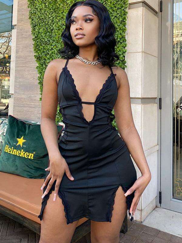 Elegant Curvy Fit Lace-Detail Bodycon Dress