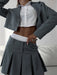 New sweet and sexy long-sleeved suit + half-length A-line skirt suit (white leggings not included)