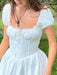 Stylish Hot Girl Square Neck Short Sleeve Tie Chest Splicing Dress