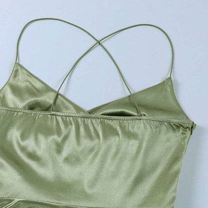 Chic V-neck Pleated Midi Dress with Stylish Slit - Sophisticated Polyester Fashion