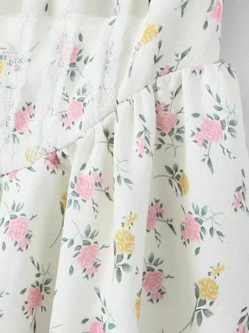 Women's Bow Design Printed Lace Slip Dress