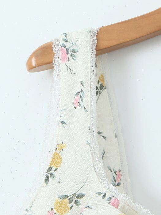 Women's Bow Design Printed Lace Slip Dress