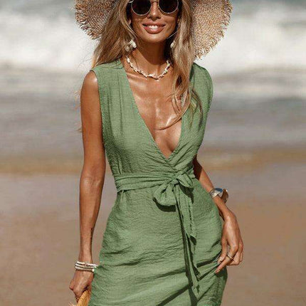 Effortless Elegance Lace-Up Summer Dress for Stylish Getaways