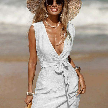 Effortless Elegance Lace-Up Summer Dress for Stylish Getaways