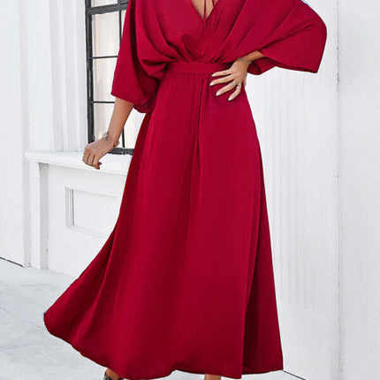 Women's new style elegant V-neck loose dress