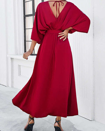Women's new style elegant V-neck loose dress