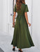 Elegant Solid Color V-Neck Long Dress with Waist-Cinching Design