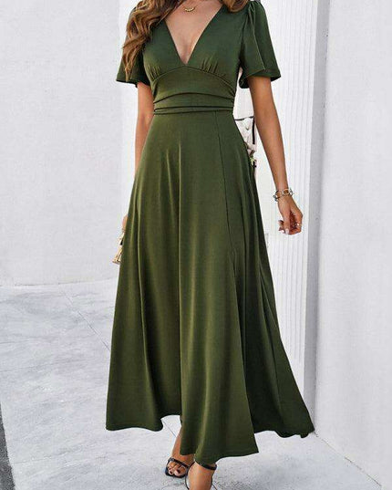 Effortless Chic V-Neck Maxi Dress - Elegant Style for Every Occasion