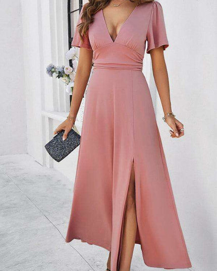 Effortless Chic V-Neck Maxi Dress - Elegant Style for Every Occasion