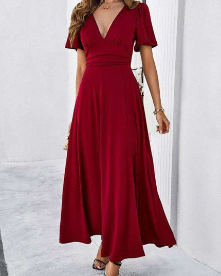 Effortless Chic V-Neck Maxi Dress - Elegant Style for Every Occasion