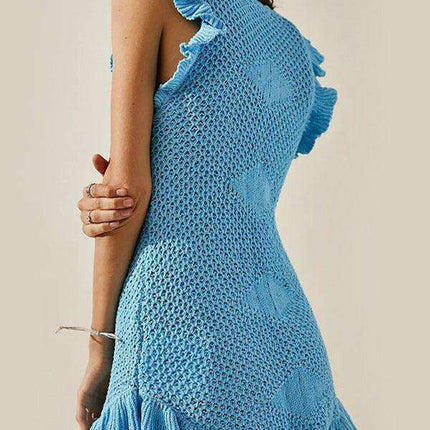 Chic Ruffled Midi Dress with Unique Ear-Sleeves for Women