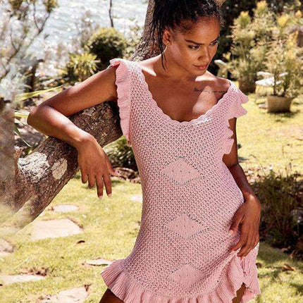 Chic Ruffled Midi Dress with Unique Ear-Sleeves for Women