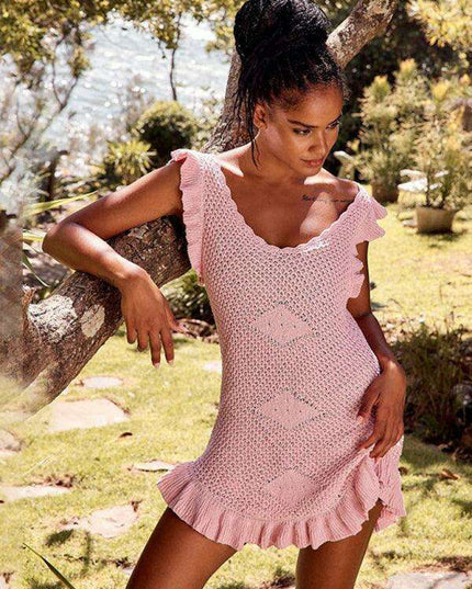 Chic Ruffled Midi Dress with Unique Ear-Sleeves for Women