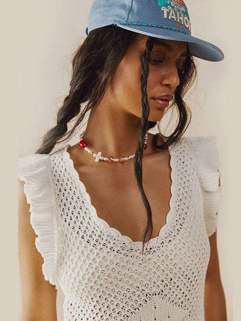 Chic Ruffled Midi Dress with Unique Ear-Sleeves for Women