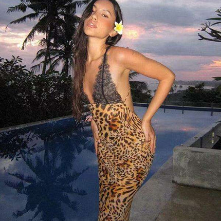 Leopard Lace Suspender Dress - Embrace Your Inner Diva