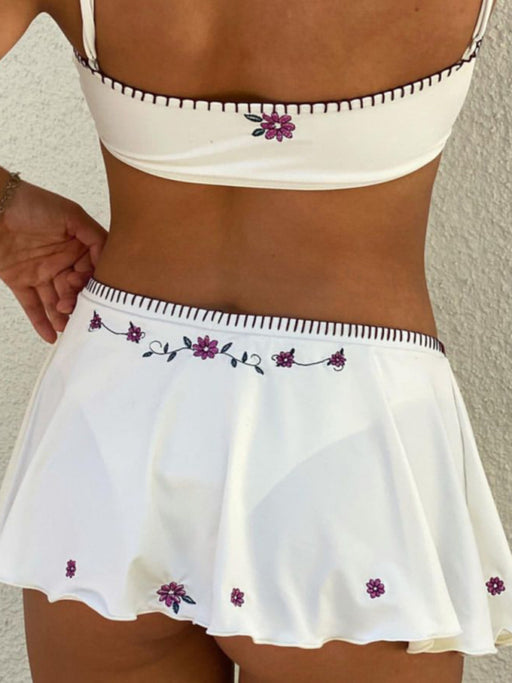 Seductively Chic High Waist Suspender Bikini with Split Skirt Detail