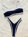 Seductive Splicing Split Suspender Tube Bikini in Black