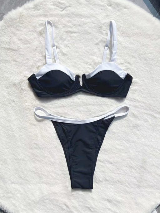 New bikini low waist stitching sexy split women's swimsuit swimsuit