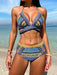 New Bikini Digital Printed Swimsuit Shawl Beach High Waist Swimsuit Three Piece Set