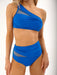 Color Block Mesh Bikini with Pleats - Stylish Multi-Color Swimsuit