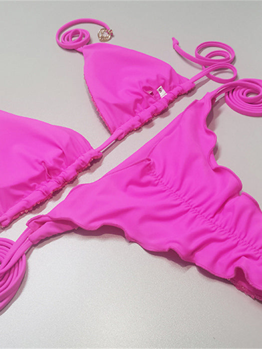New sequined bikini triangle strap multi-color swimsuit