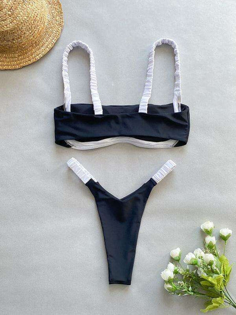 Chic Strapless Swimsuit Set with Alluring Split Design