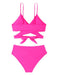 New solid color sexy split swimsuit high waist strappy swimsuit