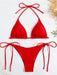 Plain color split strap women's sexy triangle bikini